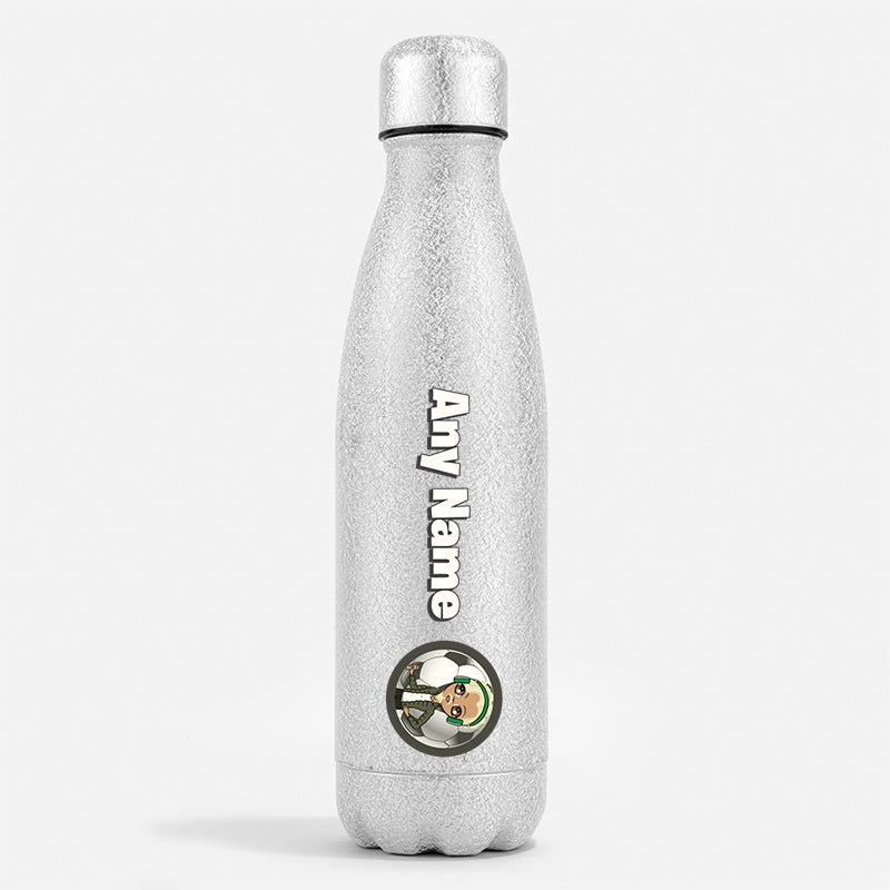 MrCB Silver Glitter Water Bottle Football - Image 1