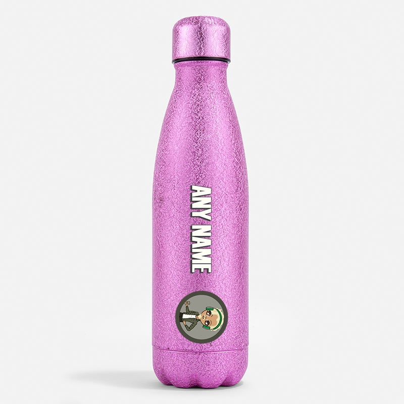 MrCB Pink Glitter Water Bottle Grey - Image 1