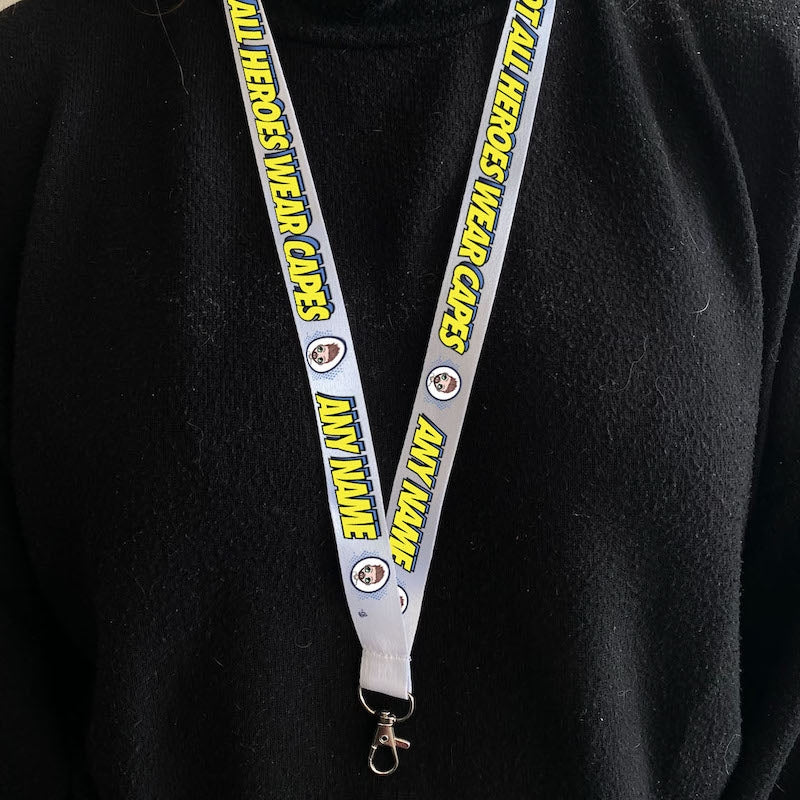 MrCB Personalised Not All Heroes Wear Capes Lanyard With Safety Release - Image 2