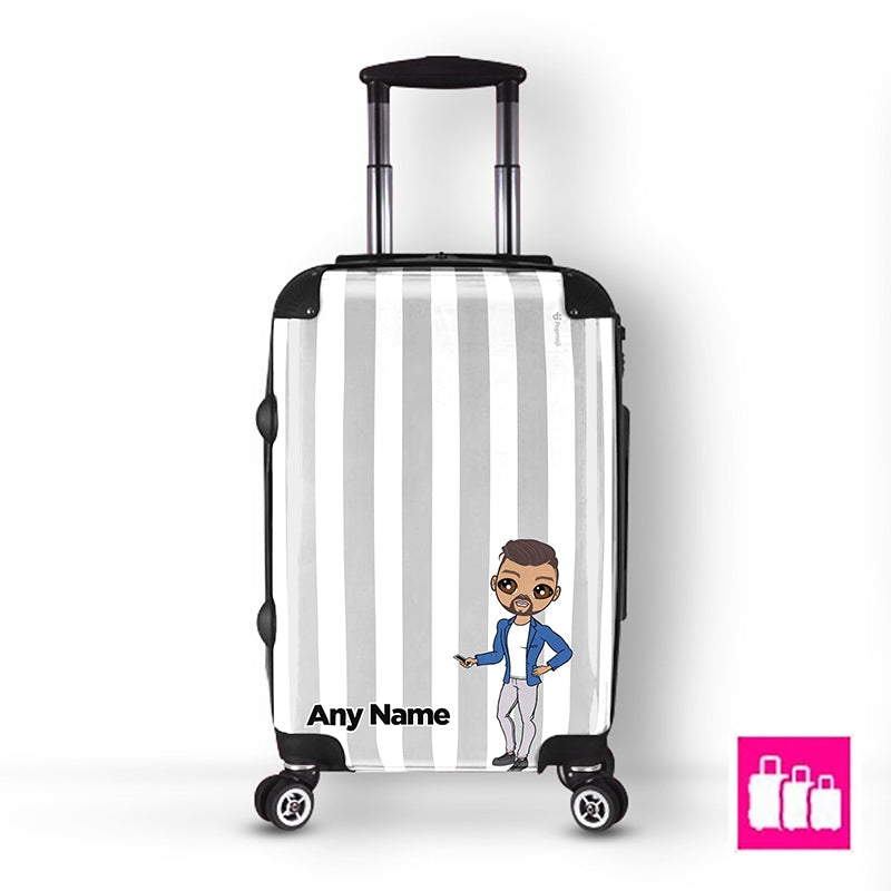 MrCB Personalised Grey Stripe Suitcase - Image 1