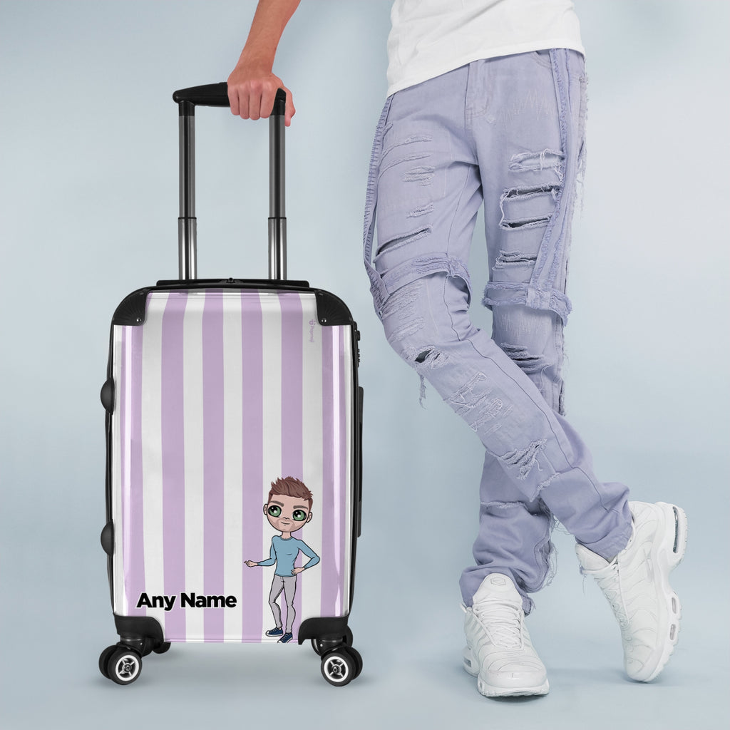 MrCB Personalised Lilac Stripe Suitcase - Image 1