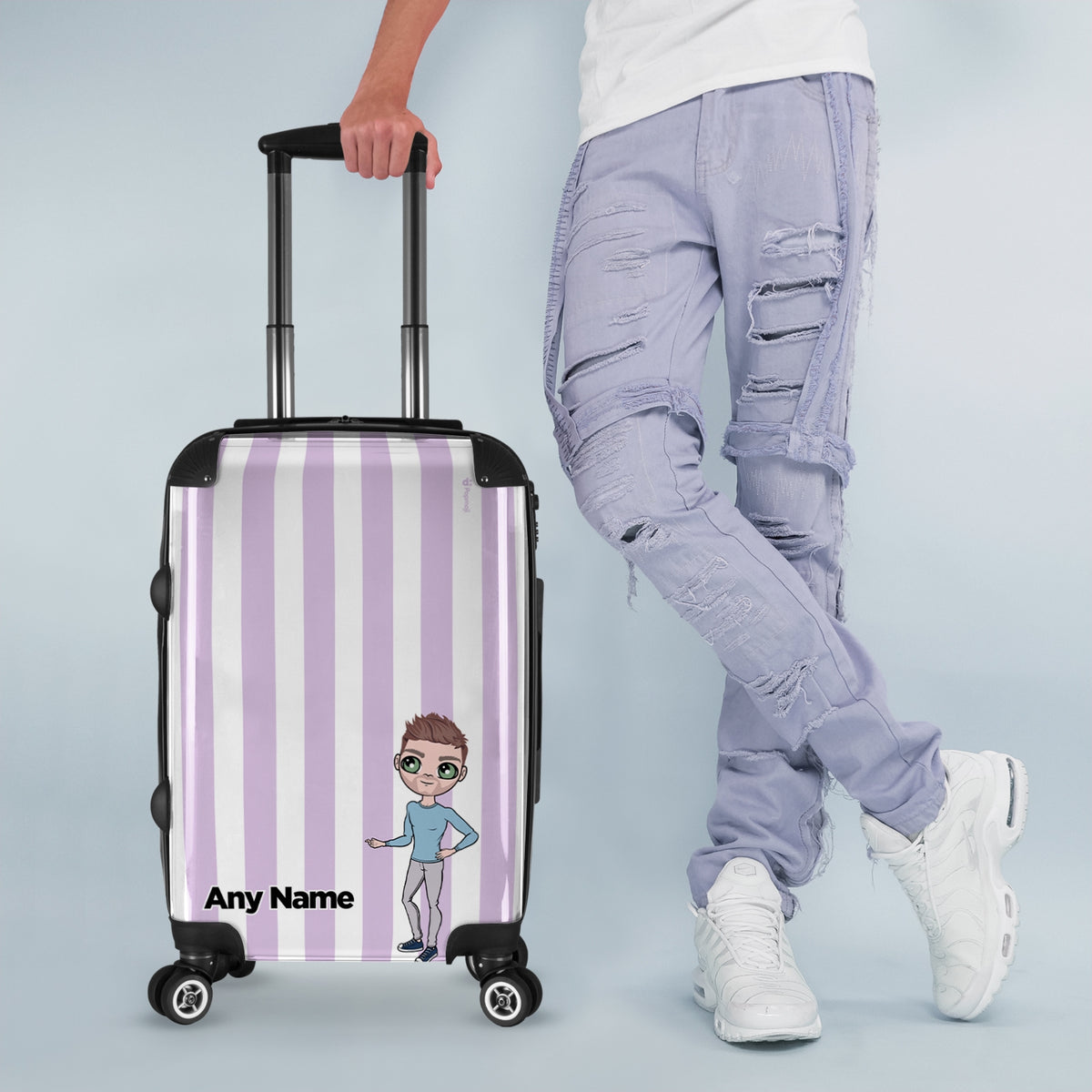 MrCB Personalised Lilac Stripe Suitcase Toxic Fox