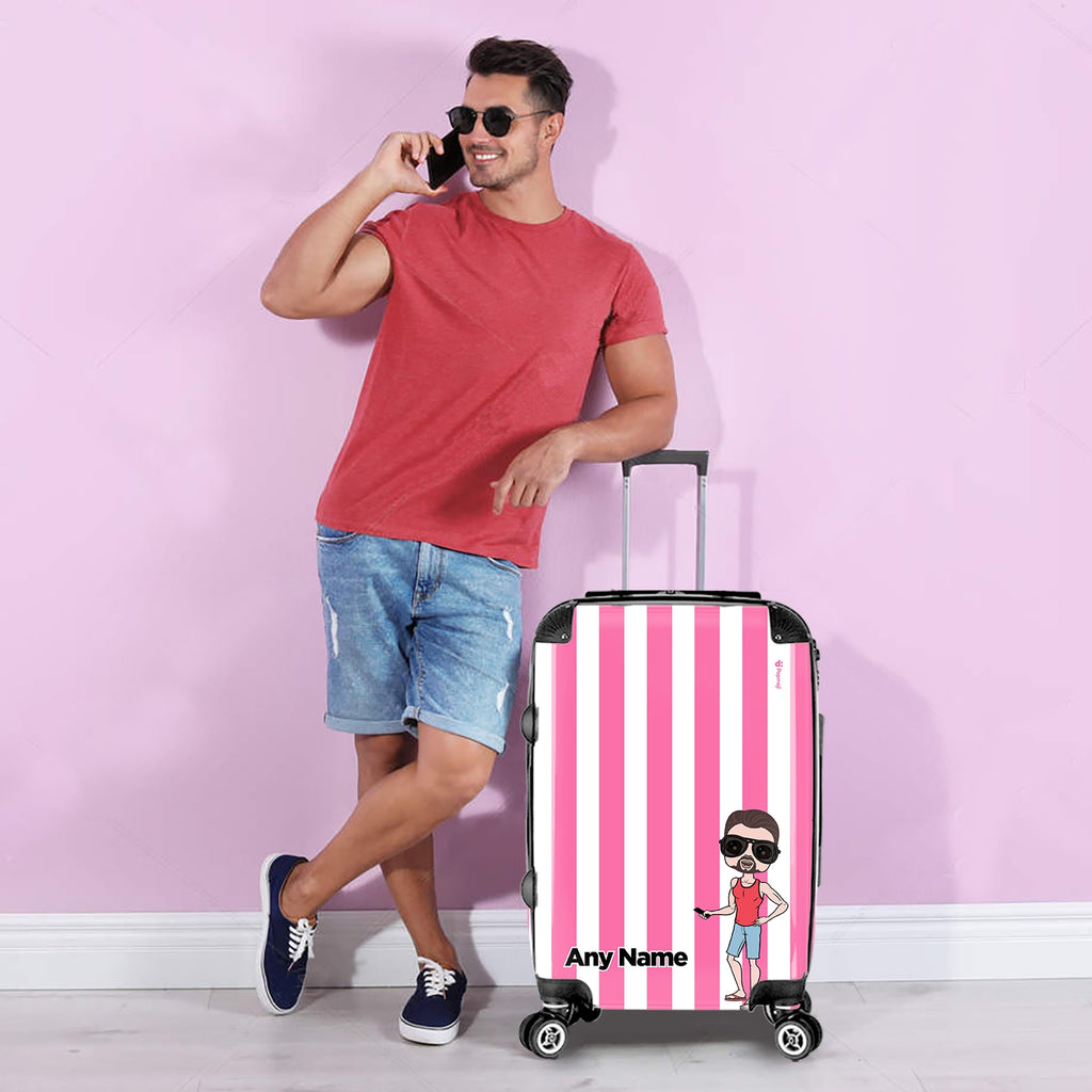 MrCB Personalised Pink Stripe Suitcase - Image 1