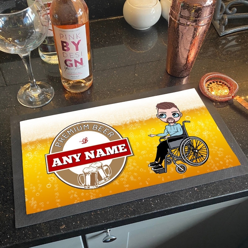 MrCB Wheelchair Personalised Beer Label Rubber Bar Runner - Image 1