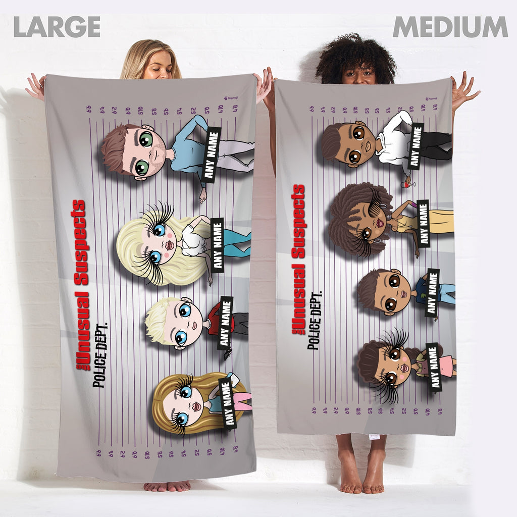 Multi Character Unusual Suspects Family Of 4 Beach Towel - Image 4