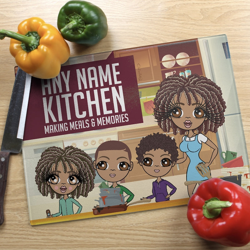 Multi Character Glass Chopping Board - Making Memories 1 Adult 3 Children - Image 3