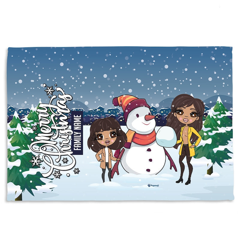 Multi Character Snow Fun Adult And Child Fleece Blanket - Image 1