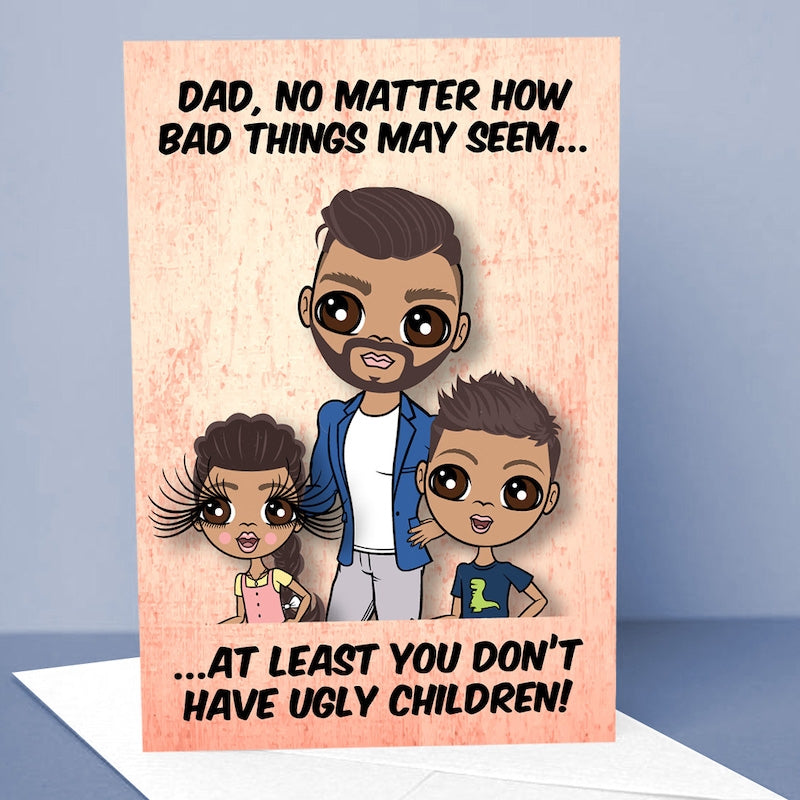 Multi Character Ugly Children Man And 2 Children Card - Image 1