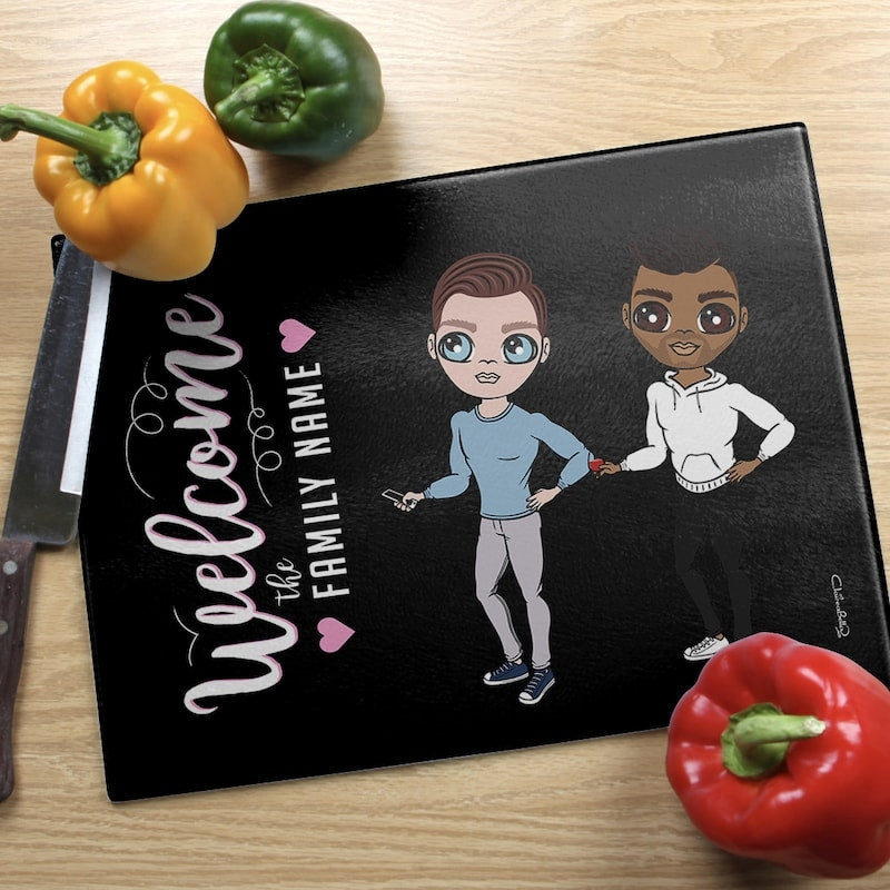 Multi Character Couples Black Chopping Board - Image 3