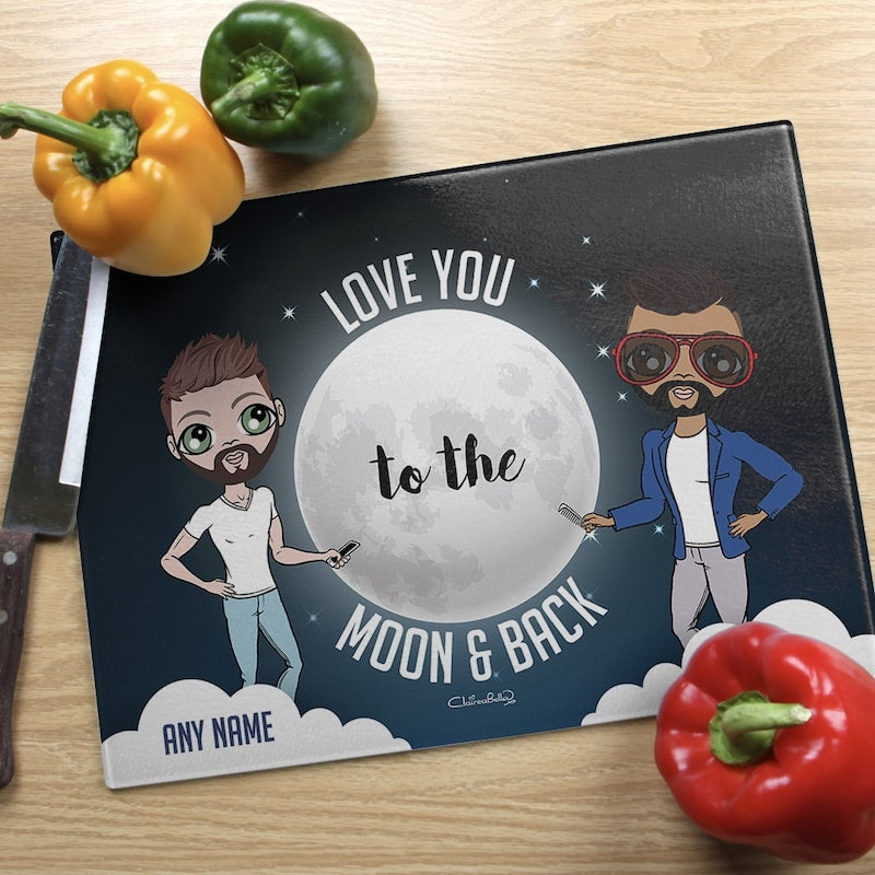 Multi Character Couples Love You To The Moon Chopping Board - Image 4
