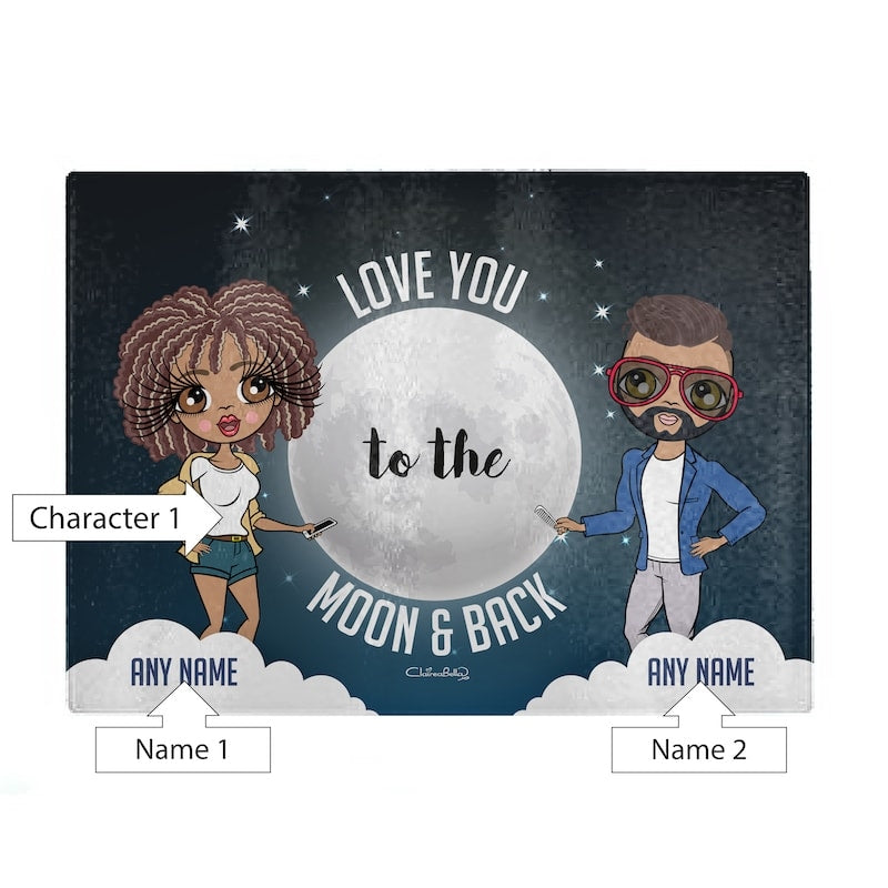 Multi Character Couples Love You To The Moon Chopping Board - Image 2
