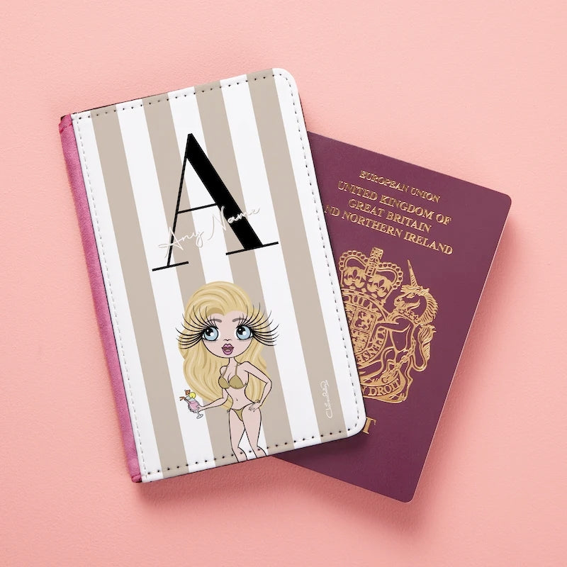 ClaireaBella Personalised LUX Initial Stripe Passport Cover & Luggage Tag Bundle - Image 3