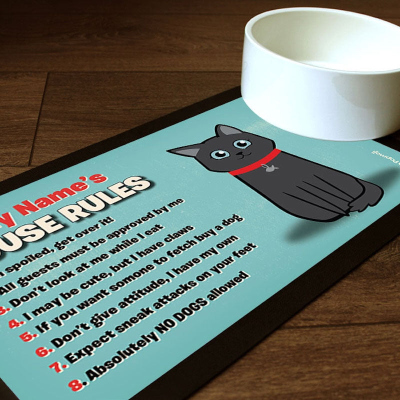 Personalised Cat House Rules Pet Mat - Image 1