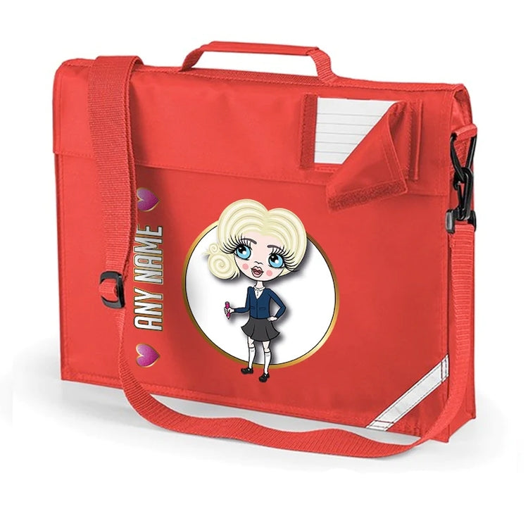 ClaireaBella Girls Personalised Red Premium Book Bag & Water Bottle Bundle - Image 2