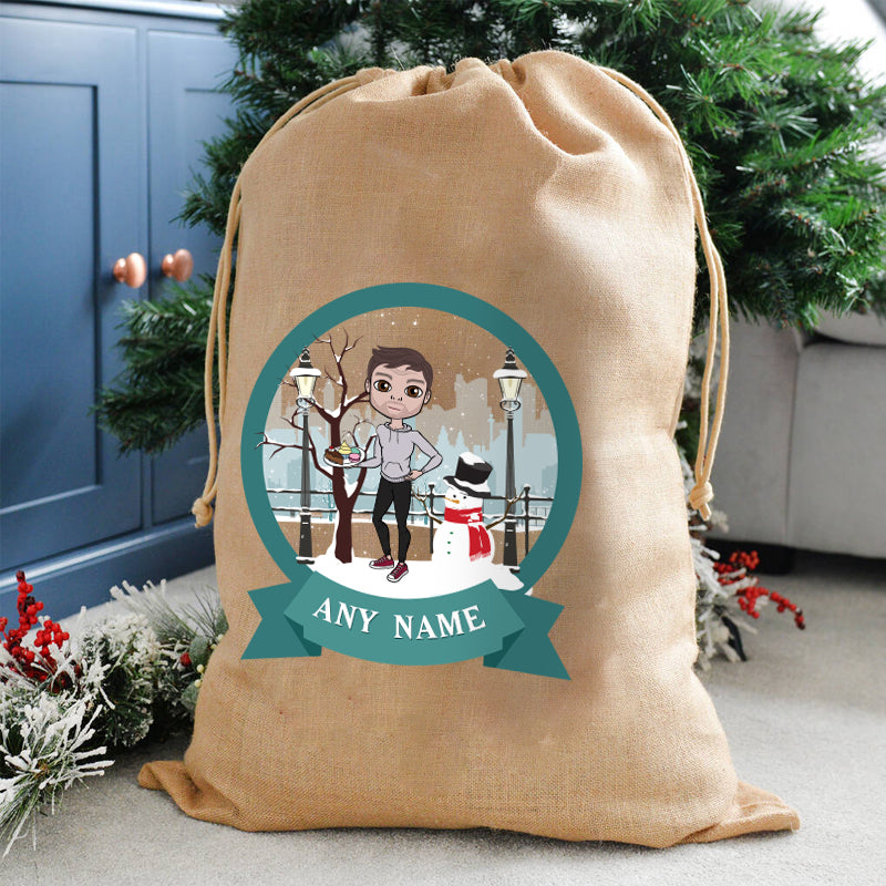 MrCB Personalised Winter Christmas Hessian Sack
