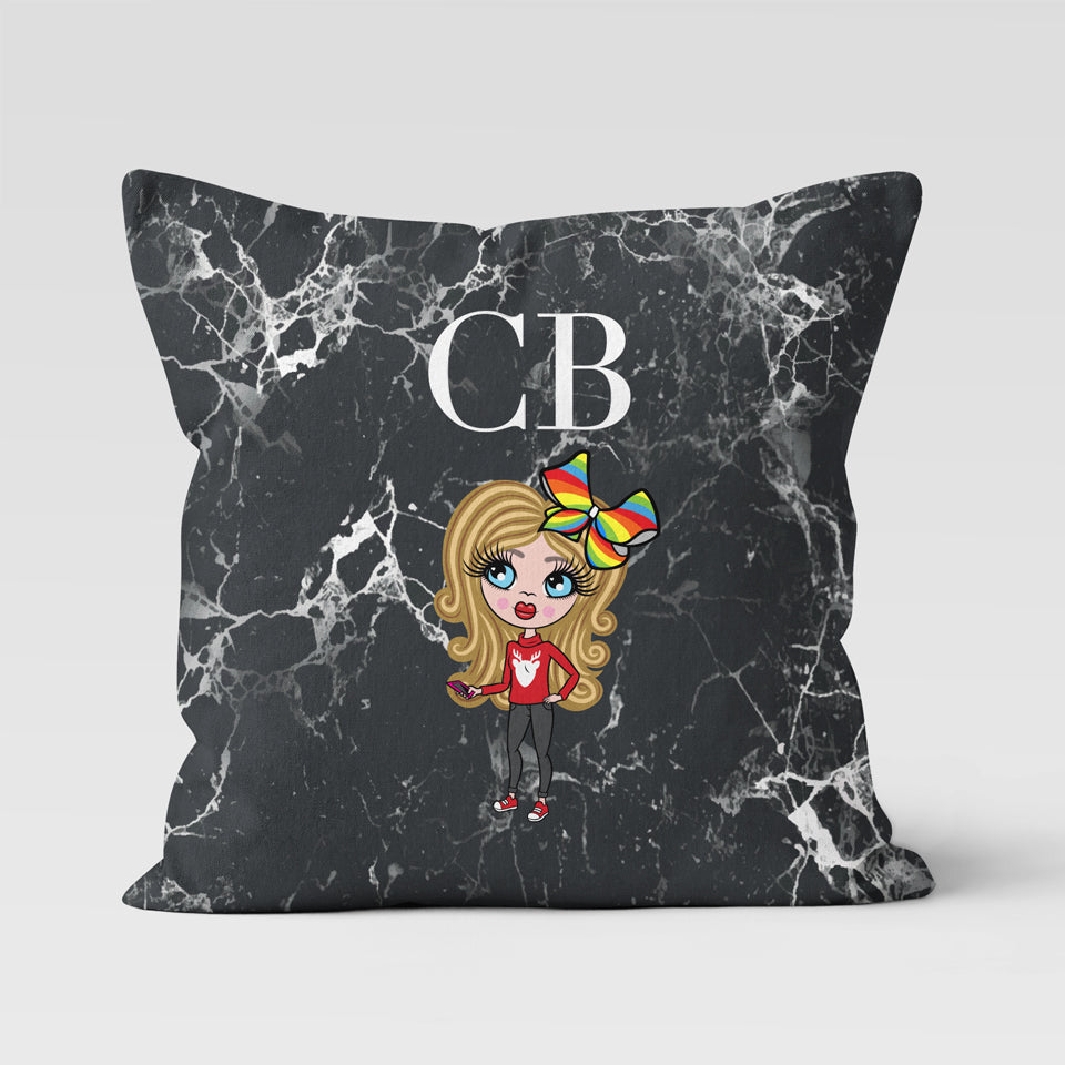 ClaireaBella Girls Personalised LUX Black Marble Cushion