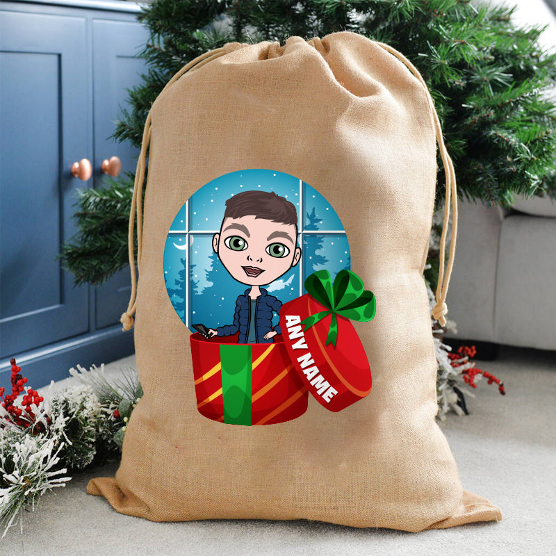 Jnr Boys Personalised Present Christmas Hessian Sack