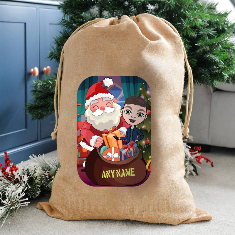 Jnr Boys Personalised Special Package Christmas Hessian Sack