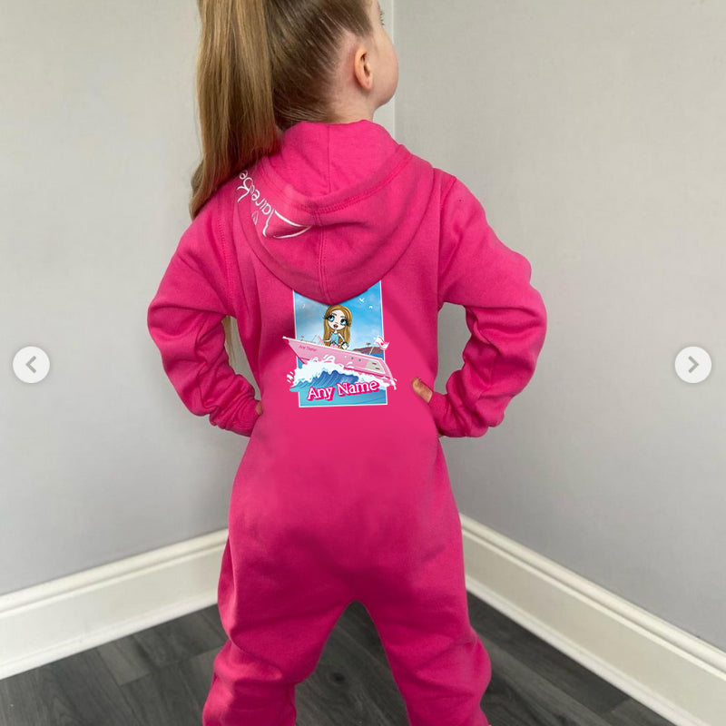ClaireaBella Girls Personalised Pink Pleasure Cruise Onesie