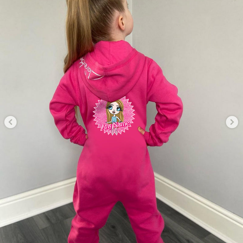 ClaireaBella Girls Personalised Pink Star Burst Onesie