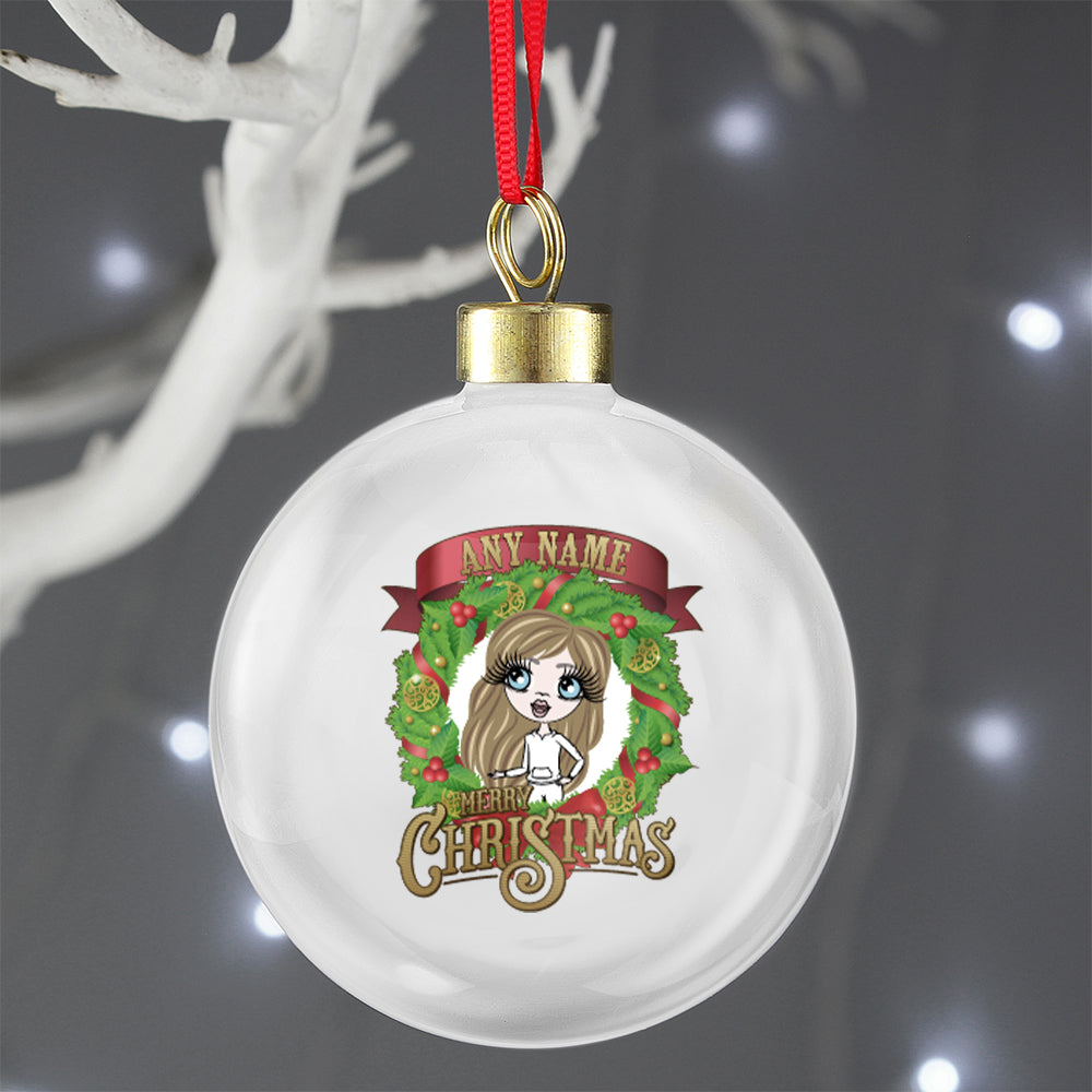ClaireaBella Girls Merry Christmas Personalised Shatterproof Bauble
