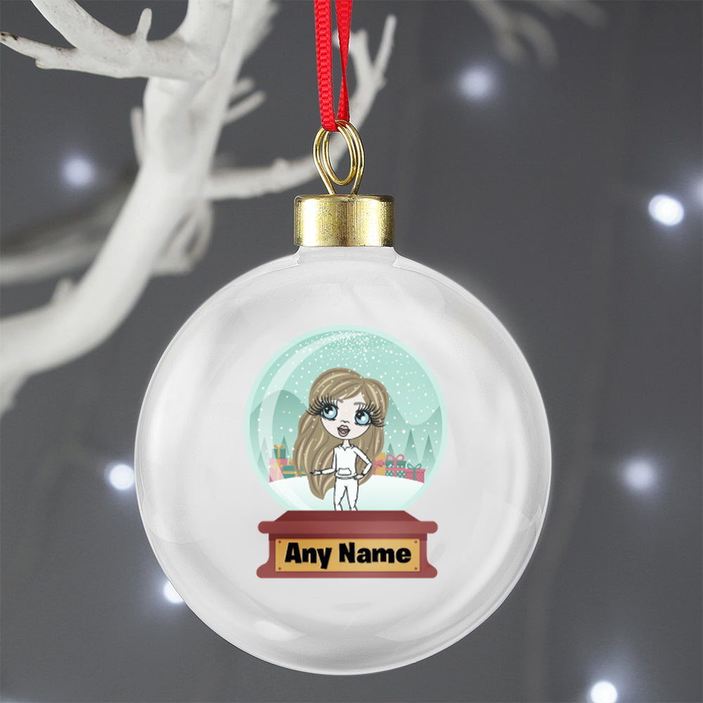 ClaireaBella Girls Snow Globe Personalised Shatterproof Bauble