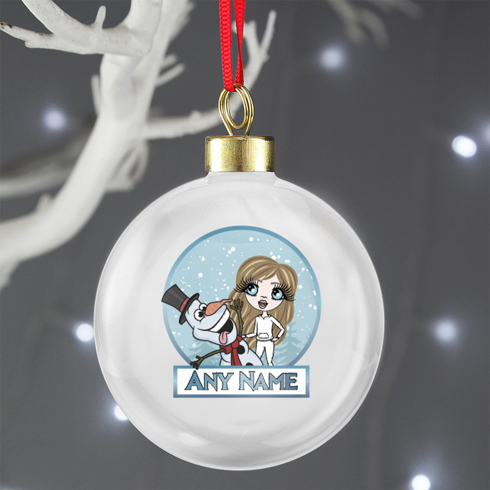 ClaireaBella Girls Snowman Personalised Shatterproof Bauble