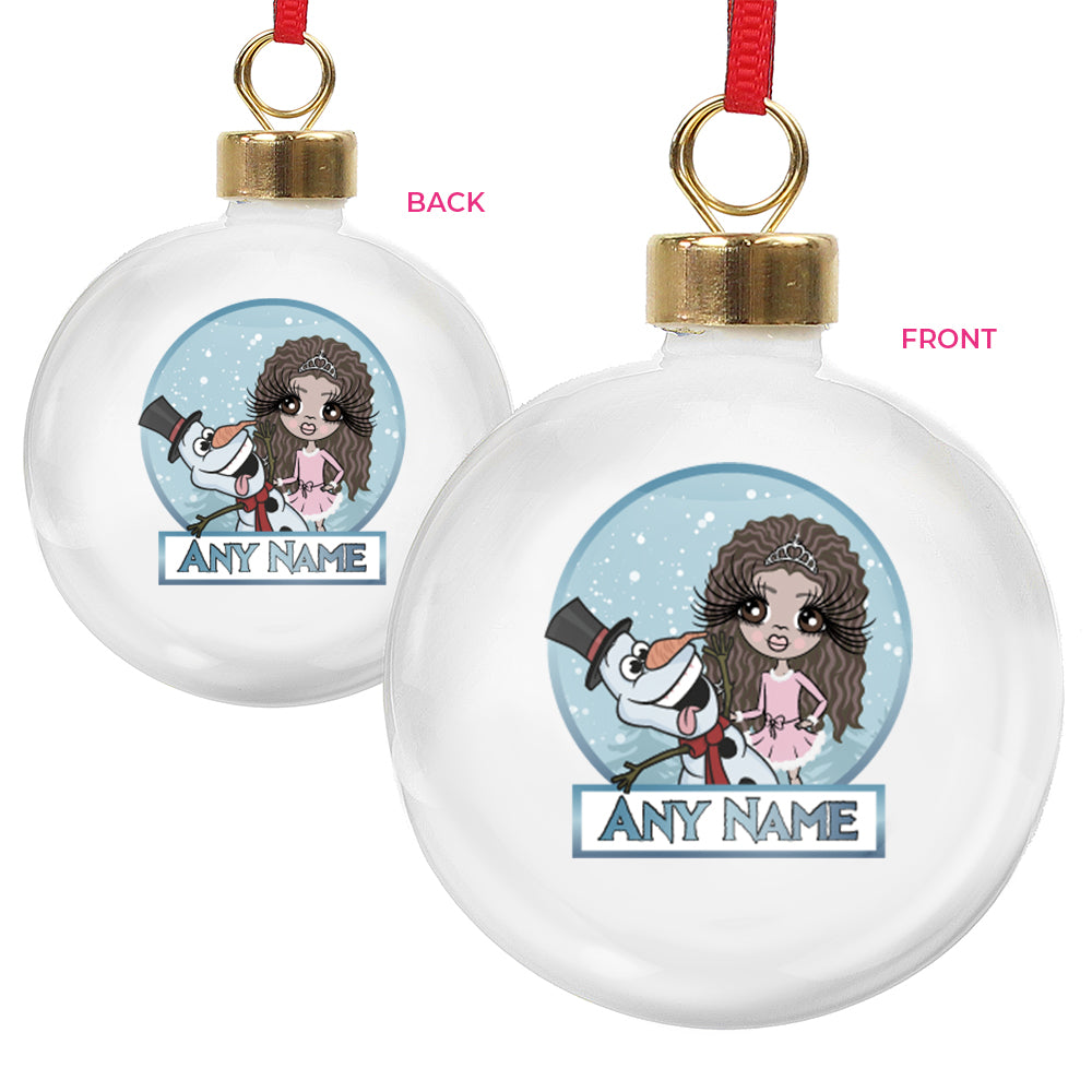 ClaireaBella Girls Snowman Personalised Shatterproof Bauble