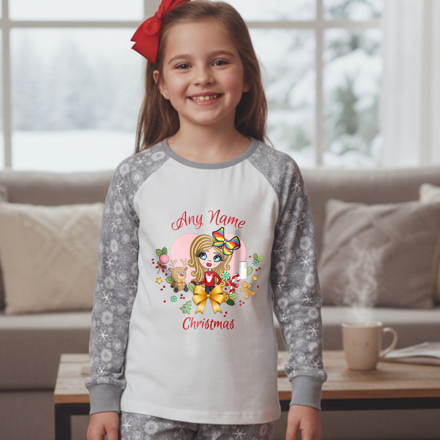 ClaireaBella Girls Personalised Christmas Heart Pyjamas