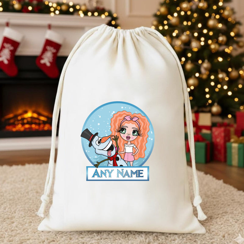 ClaireaBella Girls Personalised Frosty Snowman Christmas Sack
