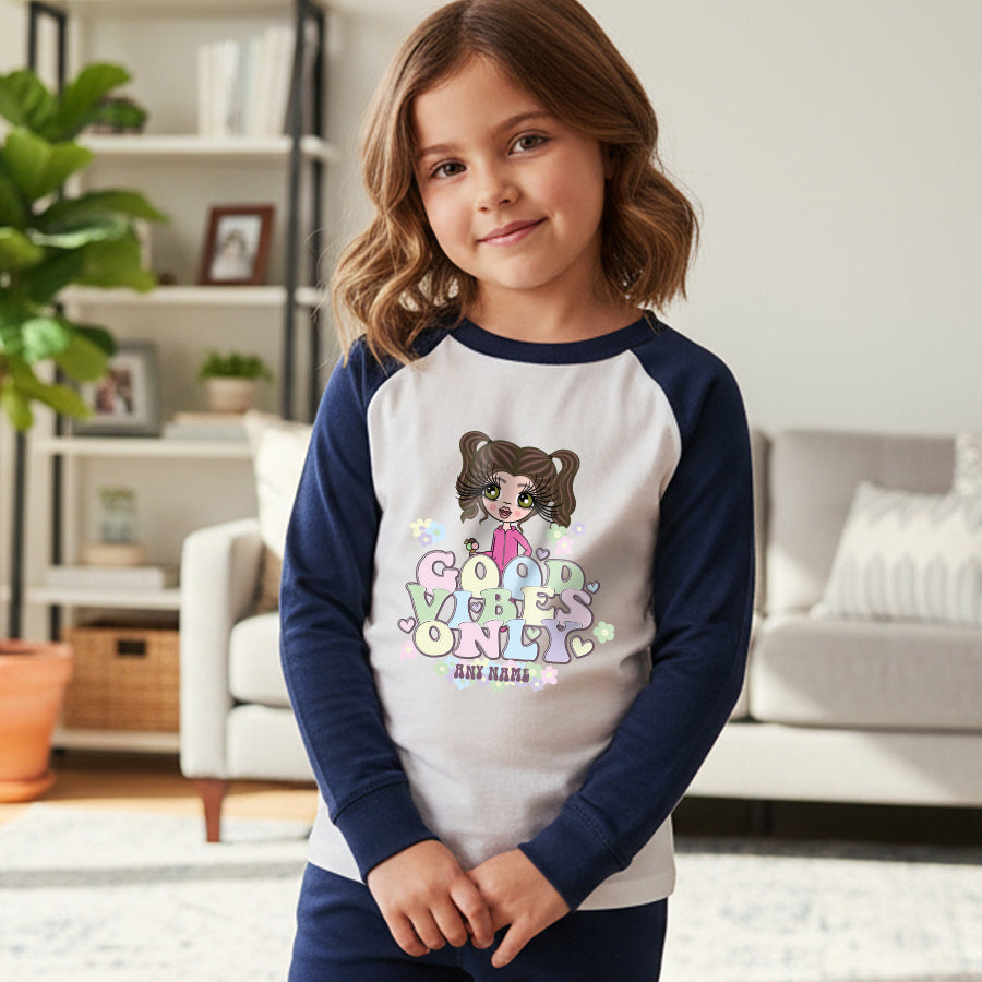 ClaireaBella Girls Personalised Good Vibes Pyjamas
