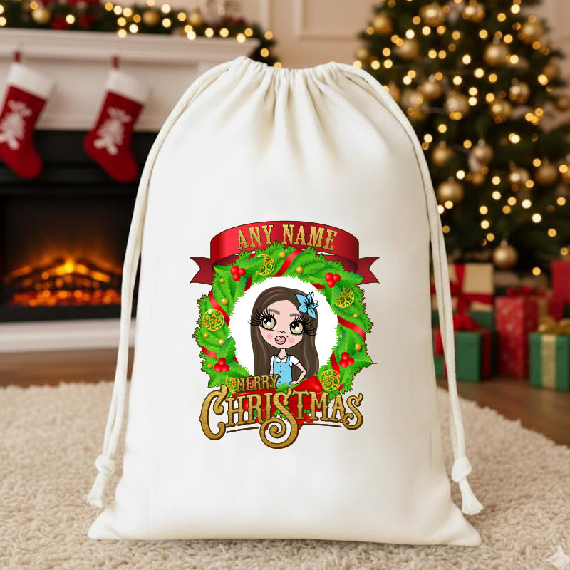 ClaireaBella Girls Personalised Merry Christmas Christmas Sack