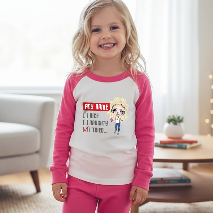 ClaireaBella Girls Personalised Checklist Pyjamas