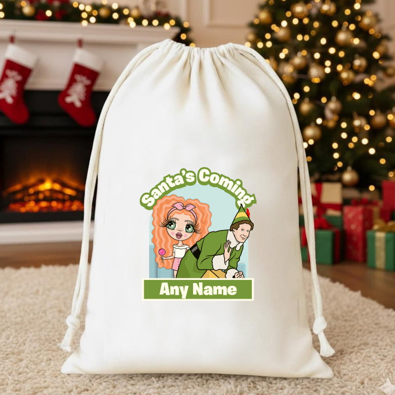 ClaireaBella Girls Personalised Santas Coming Christmas Sack