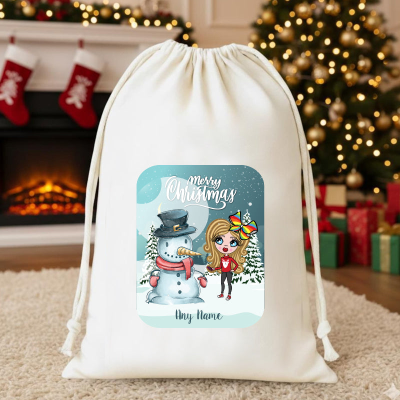 ClaireaBella Girls Personalised Snowman Christmas Sack