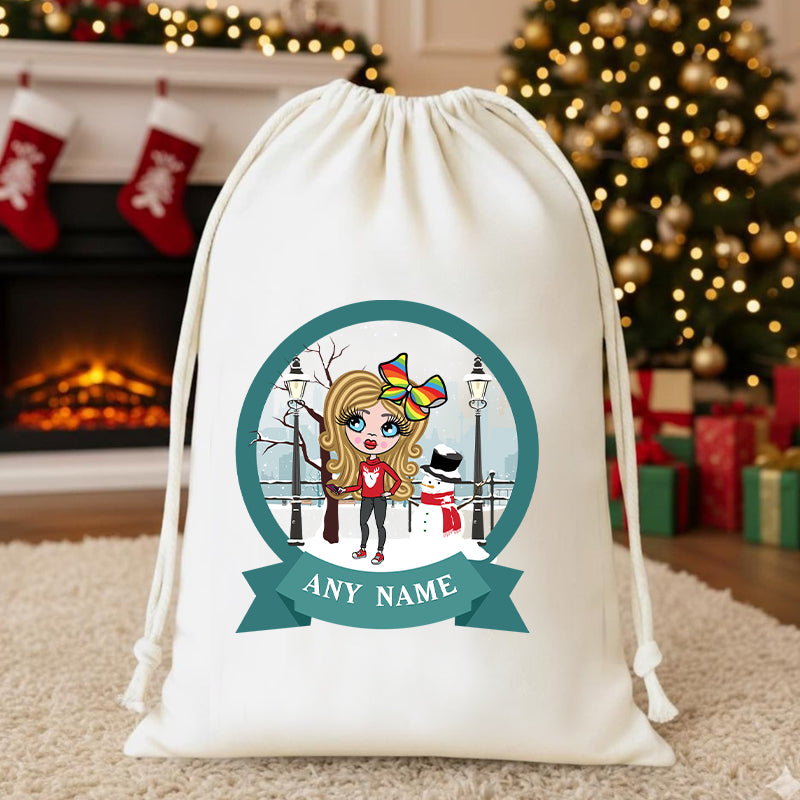 ClaireaBella Girls Personalised Winter Christmas Sack