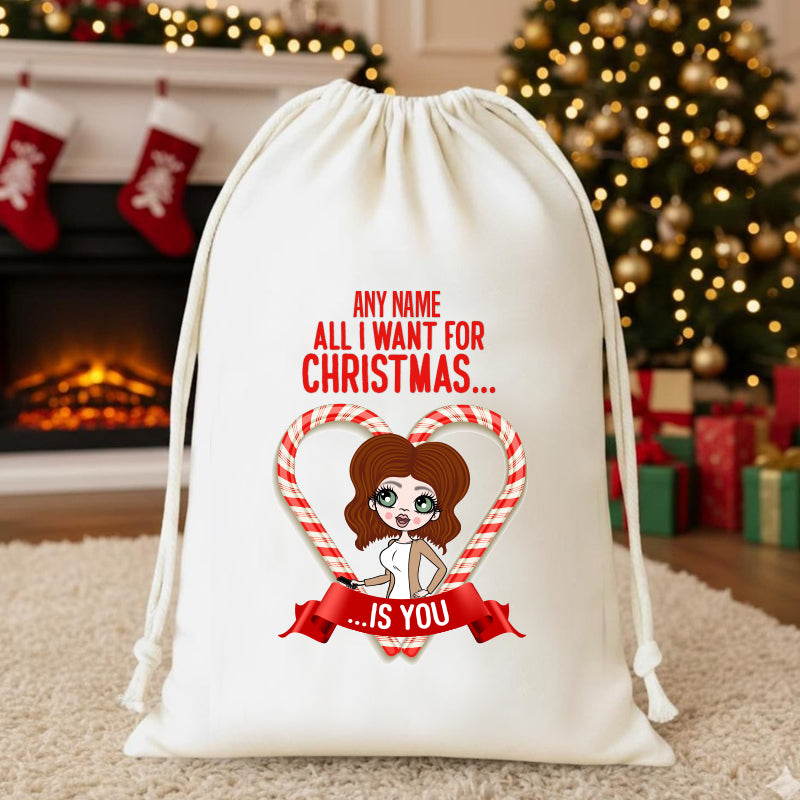 ClaireaBella Personalised All I Want For Christmas Sack