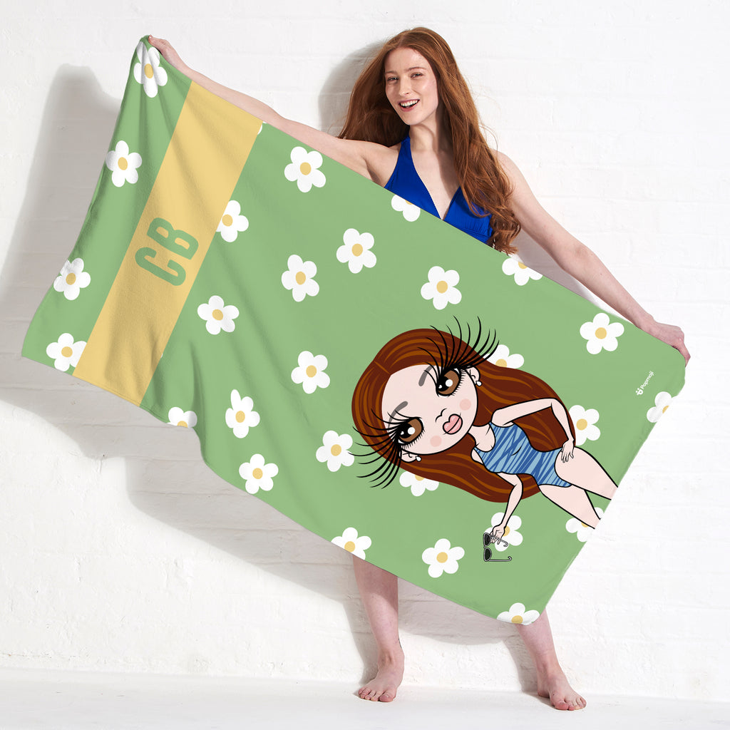 ClaireaBella Personalised Retro Daisy Beach Towel