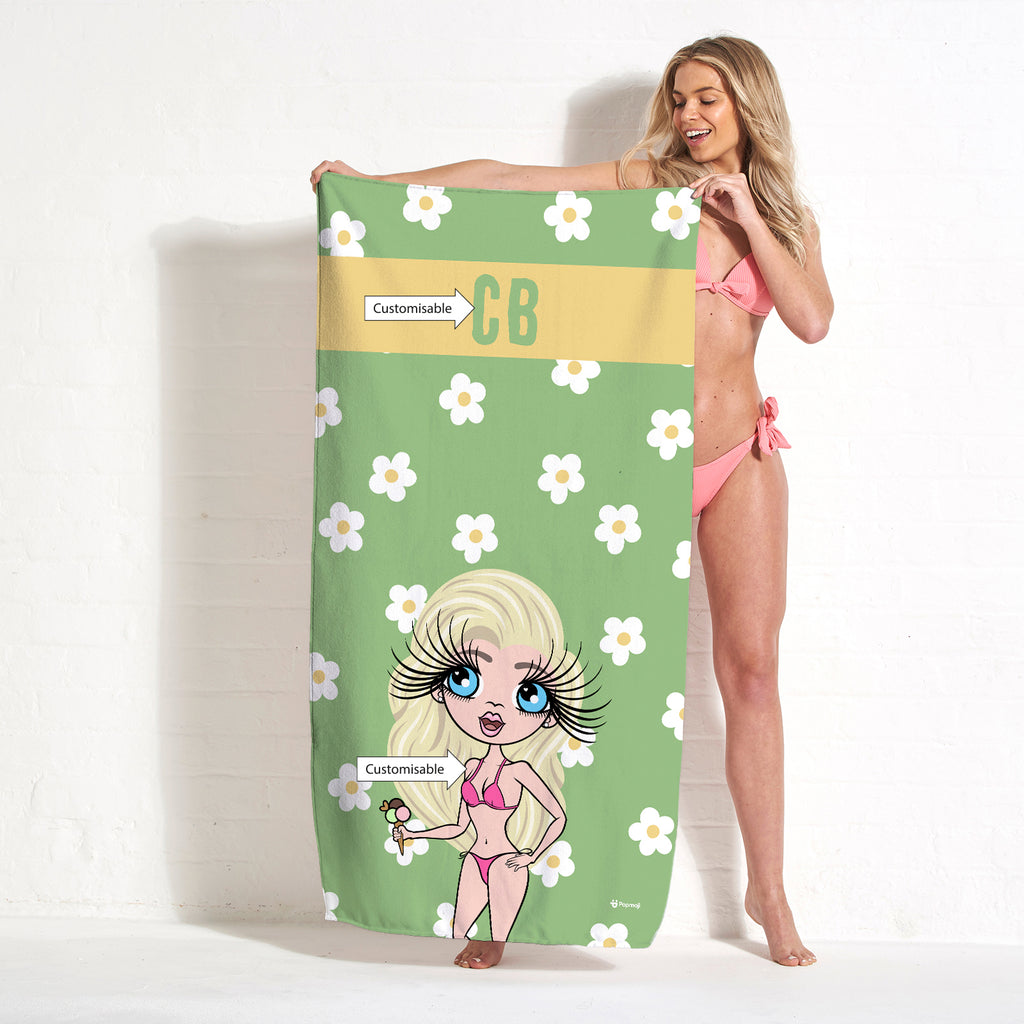 ClaireaBella Personalised Retro Daisy Beach Towel