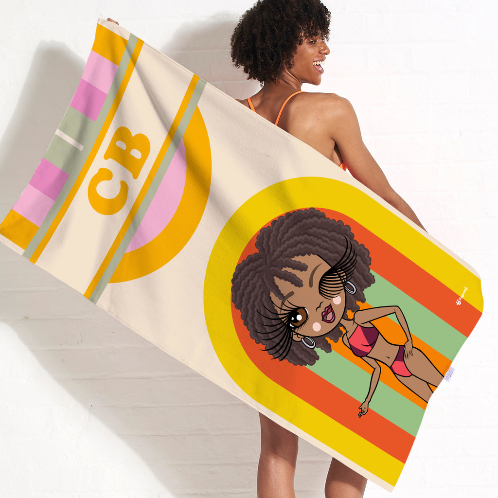 ClaireaBella Personalised Retro Rainbow Beach Towel