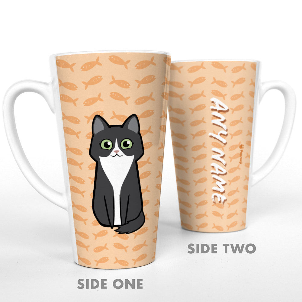 Personalised Cat Fish Pattern Latte Mug