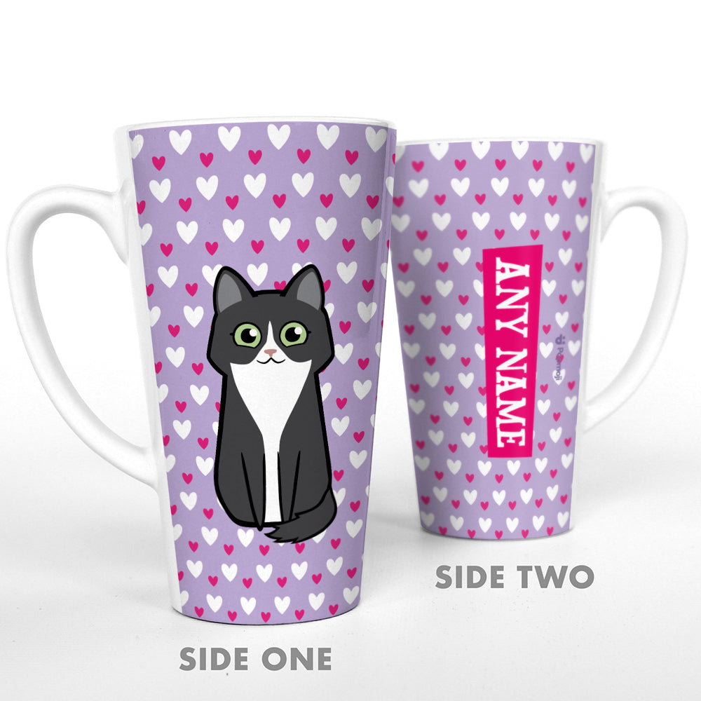 Personalised Cat Hearts Latte Mug