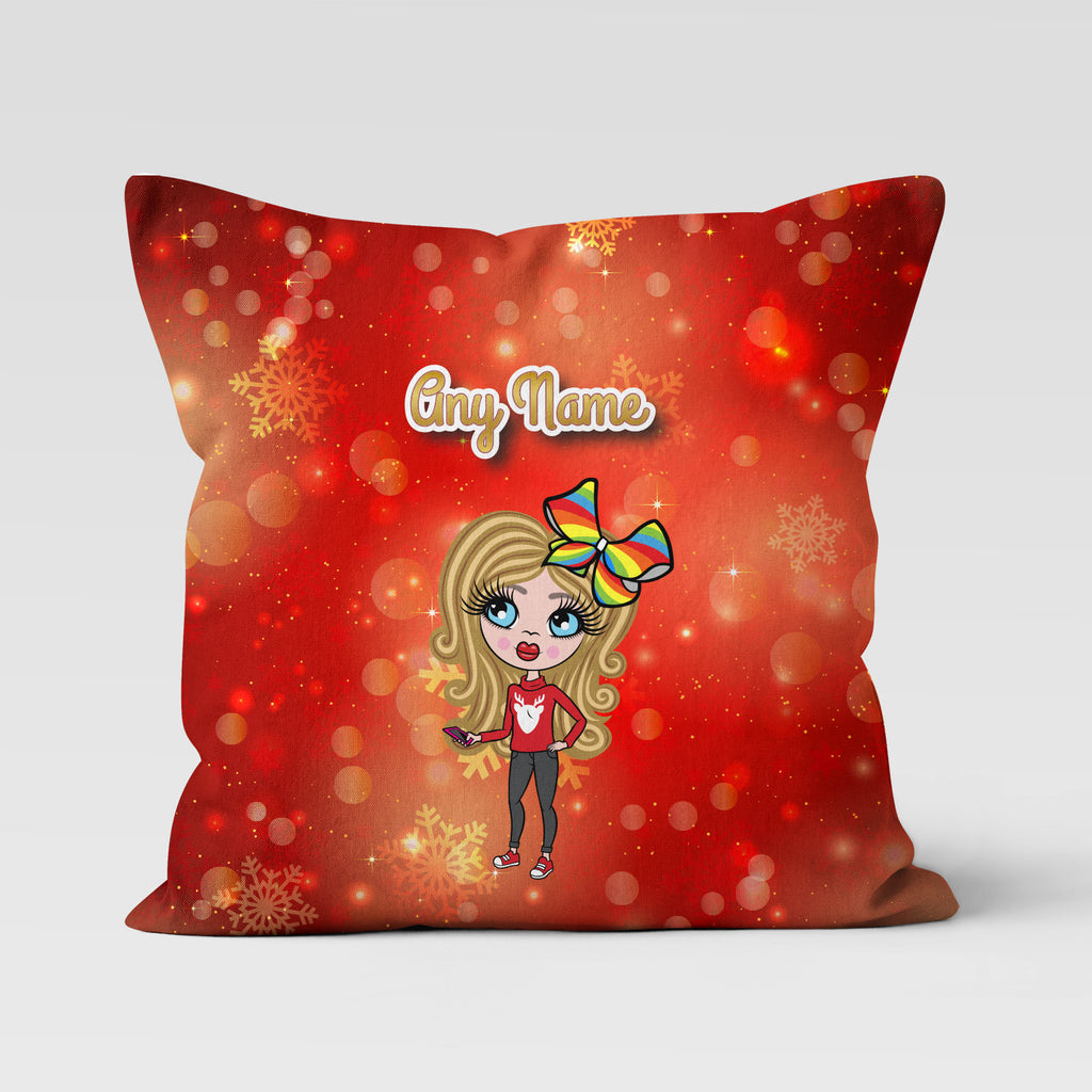 ClaireaBella Girls Personalised Christmas Sparkle Cushion