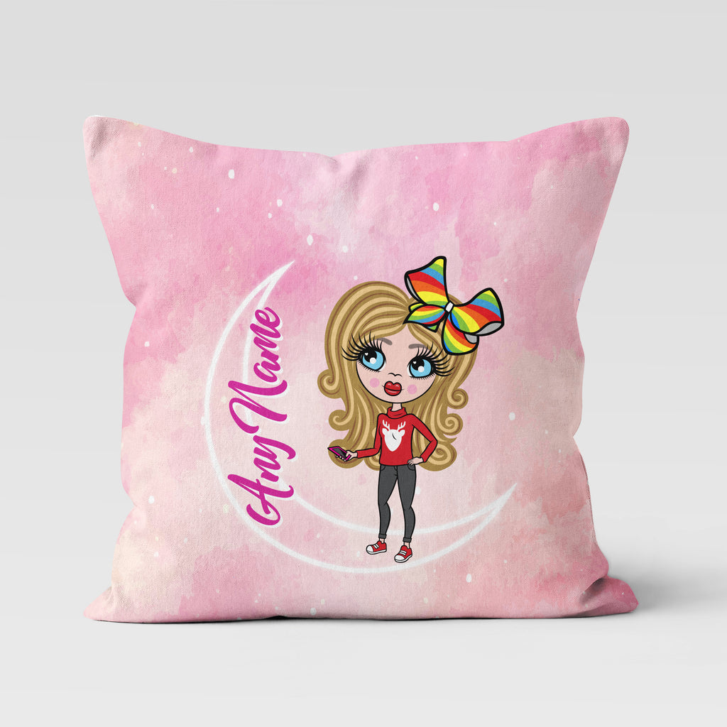ClaireaBella Girls Personalised Pink Clouds Cushion