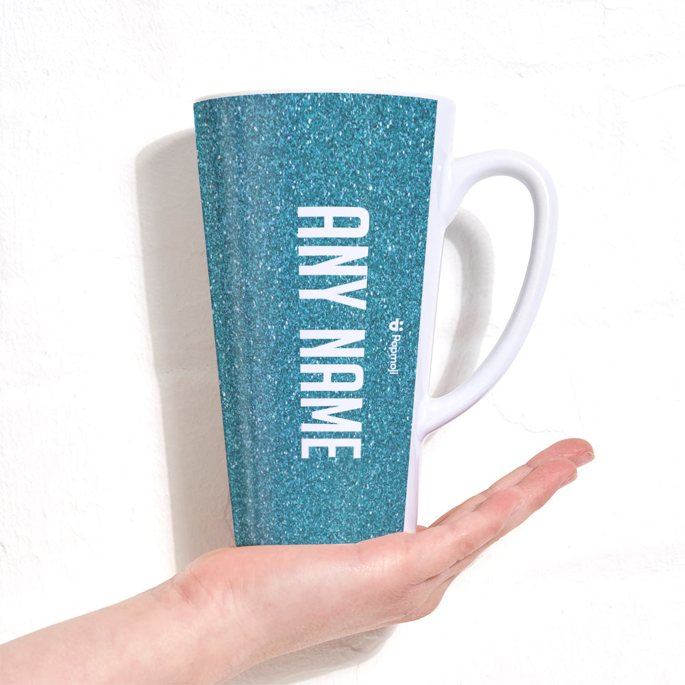 Personalised Dog Blue Glitter Effect Latte Mug