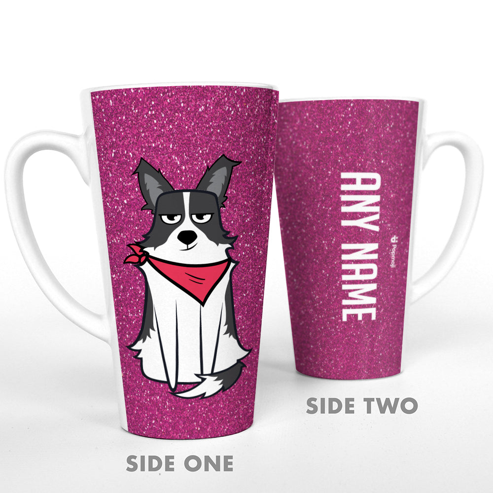 Personalised Dog Pink Glitter Effect Latte Mug