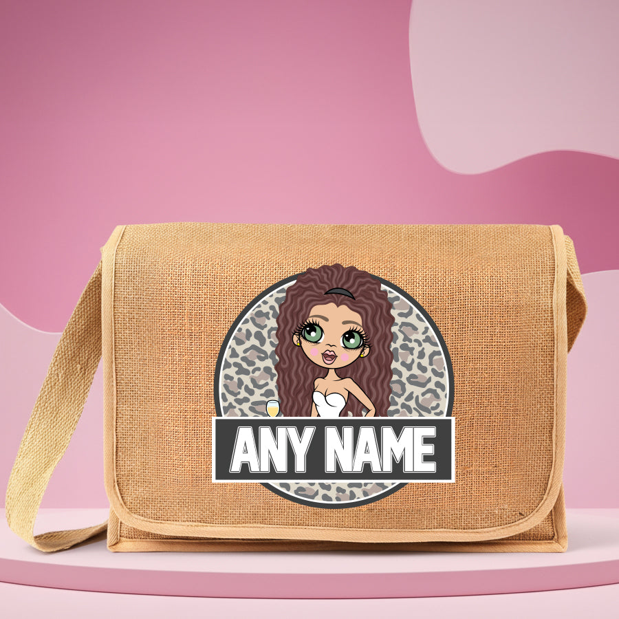 ClaireaBella Personalised Leopard Print Jute Satchel