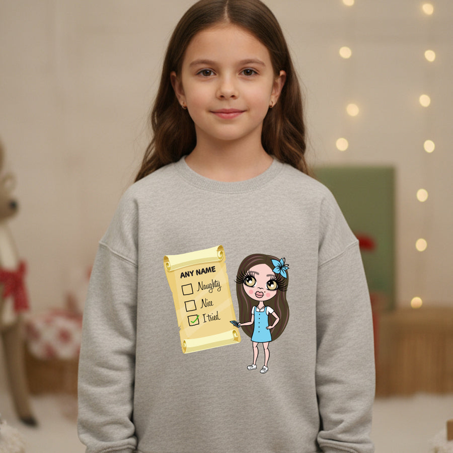 ClaireaBella Girls Christmas Checklist Christmas Jumper