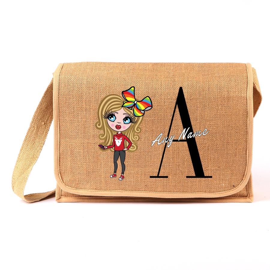ClaireaBella Girls Personalised LUX Initial  Jute Satchel