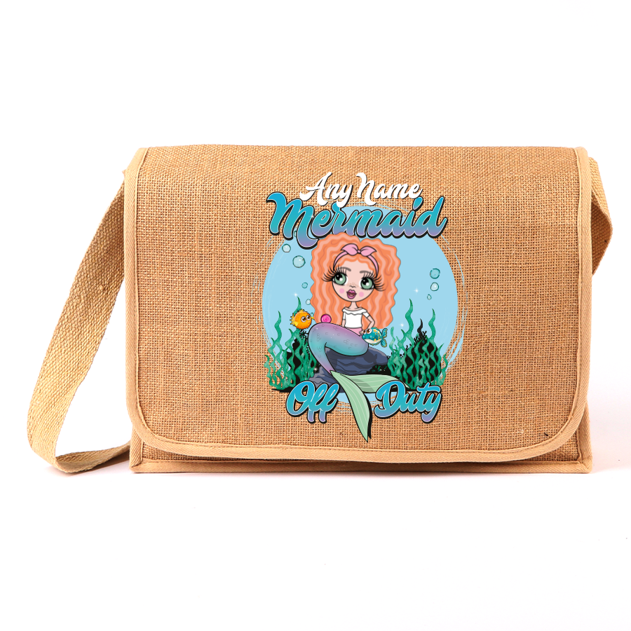 ClaireaBella Girls Personalised Mermaid Jute Satchel